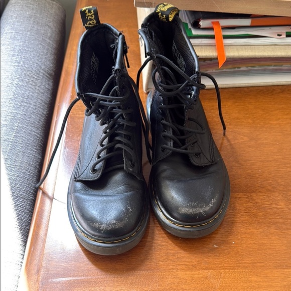 Kids classic black with yellow stitching side zip high tops - Picture 1 of 6